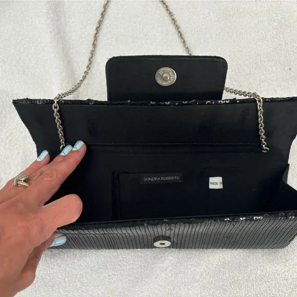 Sondra Roberts Black Sequin Rhinestone Purse - Picture 4 of 5